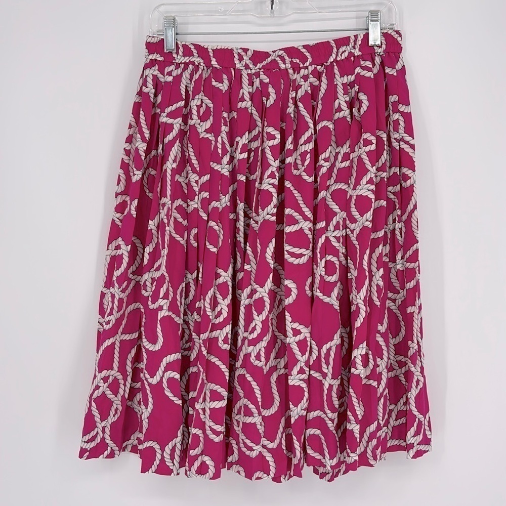 Vintage Diane Von Furstenberg 100% Silk Pleated A-Line Skirt Women’s Size Large